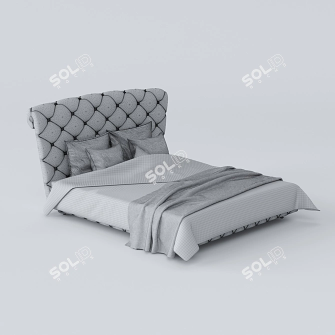 Elegant Chester Bed with Mona Liza Bedding 3D model image 3