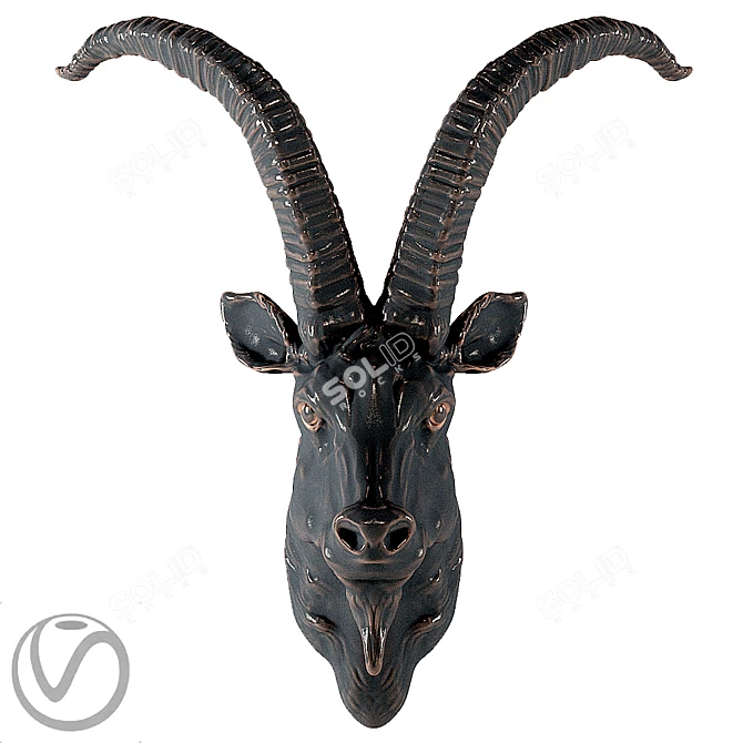 Mountain Goat Head Sculpture 3D model image 1
