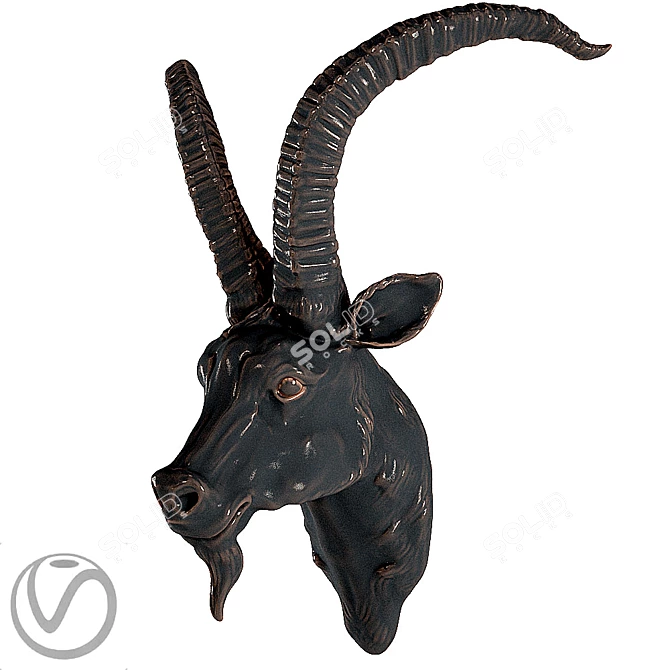Mountain Goat Head Sculpture 3D model image 2