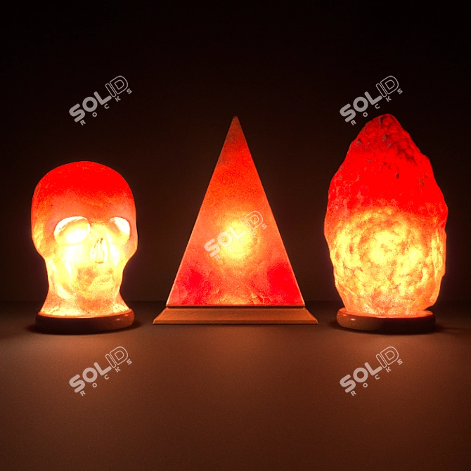 Natural Himalayan Salt Lamp Trio 3D model image 1