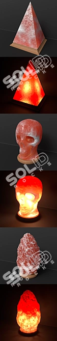 Natural Himalayan Salt Lamp Trio 3D model image 2