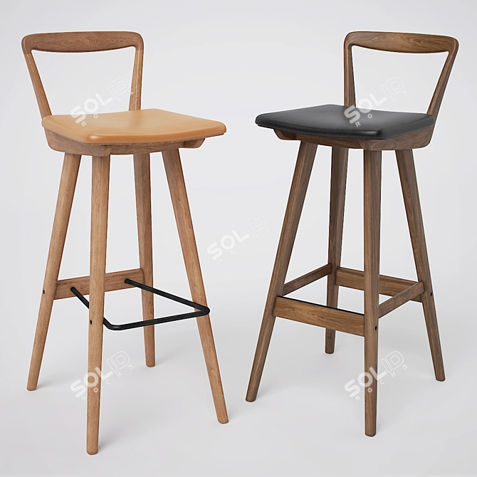 Scandinavian Modern Bar Stools by Henry Rosengren Hansen 3D model image 1