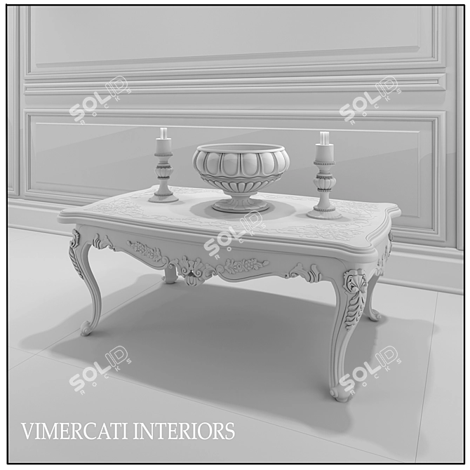 Elegant VIMERCATI INTERIORS Table with Vase & Candle 3D model image 3