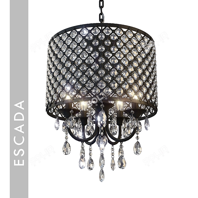Luxurious Black Escada Chandelier: 5 Light E14 * 60W 3D model image 1