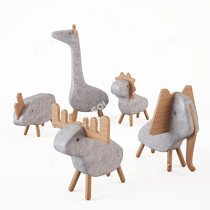 Handcrafted Concrete Animal Figures 3D model image 1