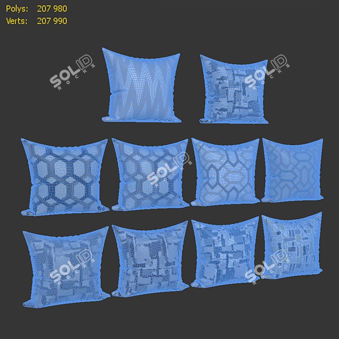 Geometric Print Decorative Pillow Set 3D model image 3