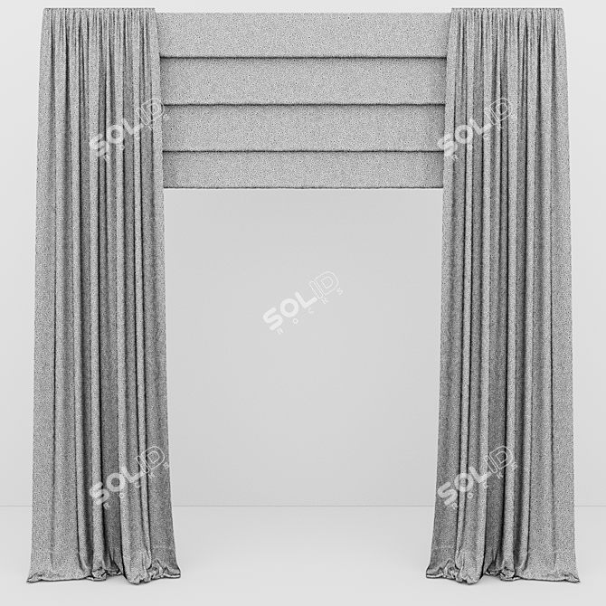 Elegant Gray Roman Curtains 3D model image 3