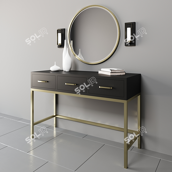 Elegant Lisbeth Console Table Set 3D model image 2