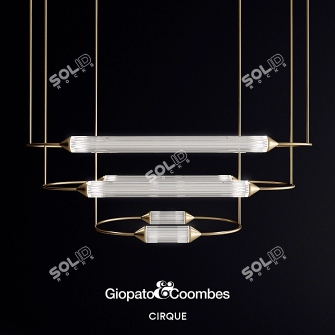 Slender Thread Brass Chandelier 3D model image 1