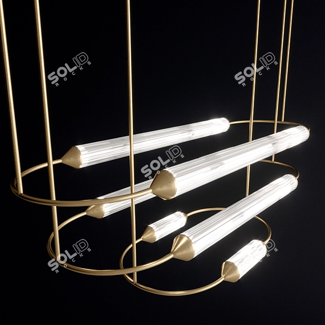 Slender Thread Brass Chandelier 3D model image 2