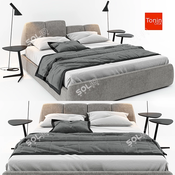 Elegant Tonincasa Bed 3D model image 1