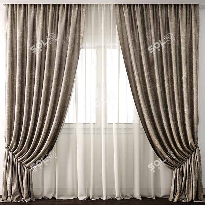 Elegant Curtain Model for 3D 3D model image 1