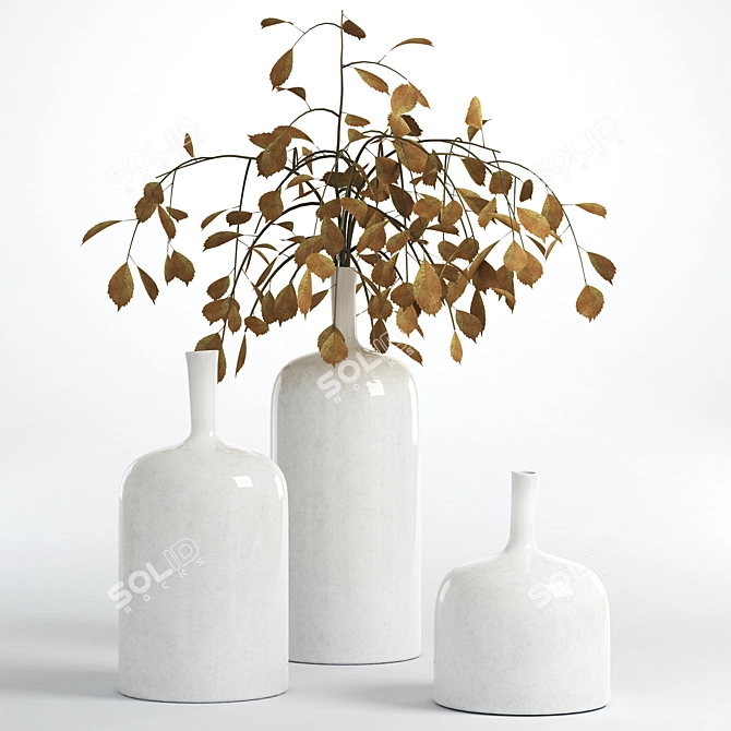 Elegant White Floral Vase 3D model image 1