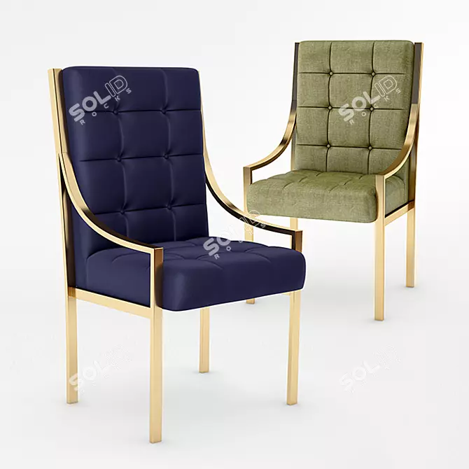 Bassett Blue Velvet Dining Chairs 3D model image 1