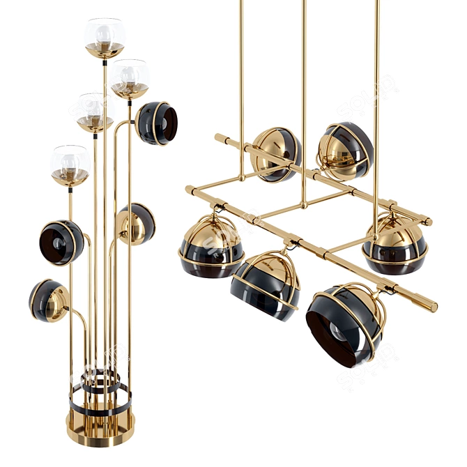 Elegant BLACK WIDOW II Lighting Set 3D model image 1