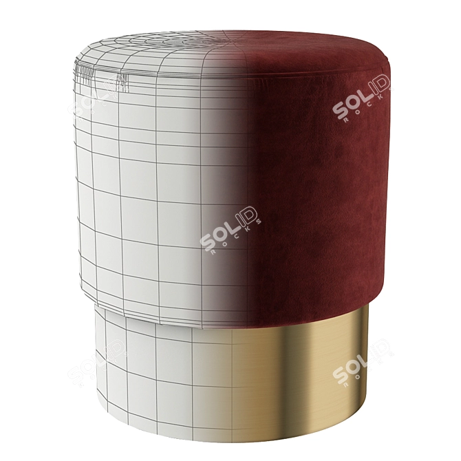 EICHHOLTZ Pall Mall Stool: Luxurious Velvet and Gold Finish 3D model image 2