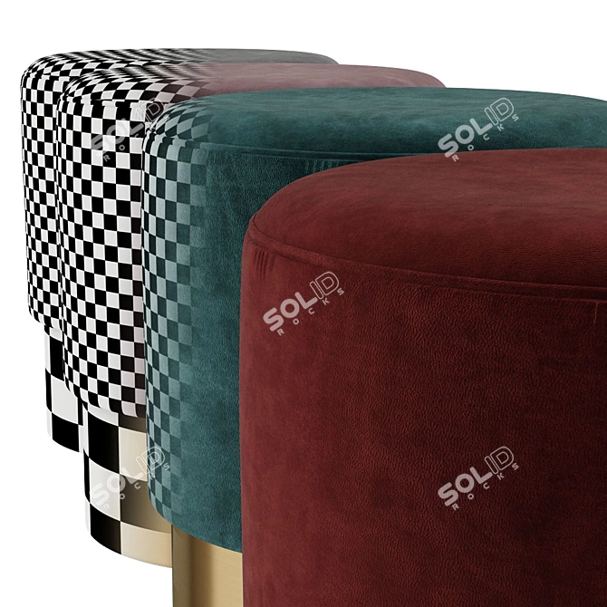 EICHHOLTZ Pall Mall Stool: Luxurious Velvet and Gold Finish 3D model image 3