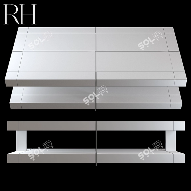 Modern Metal and Wood Coffee Table 3D model image 2