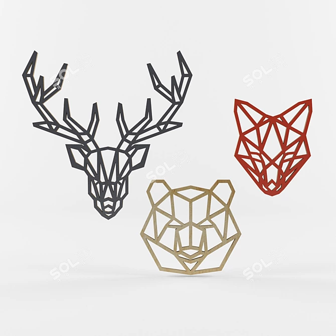 Plywood Animal Figurines: Deer, Bear, Fox 3D model image 3