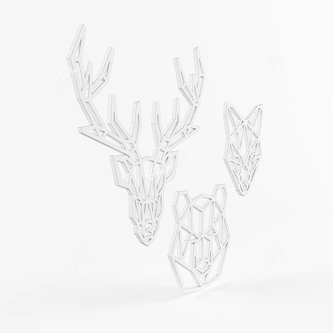 Plywood Animal Figurines: Deer, Bear, Fox 3D model image 2