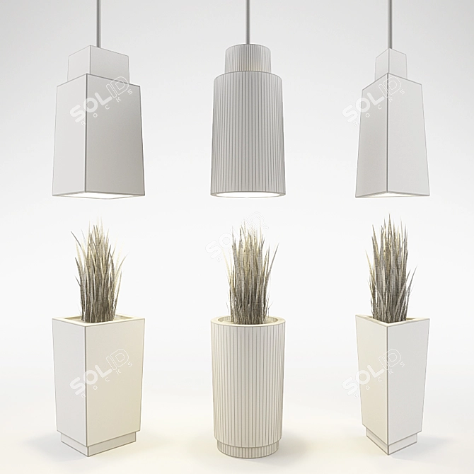 Bentu Design Concrete Planter & Lamp 3D model image 2