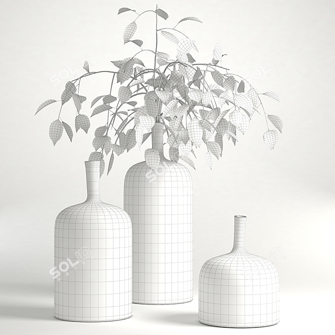 Blue Flower Vase Ornament 3D model image 2