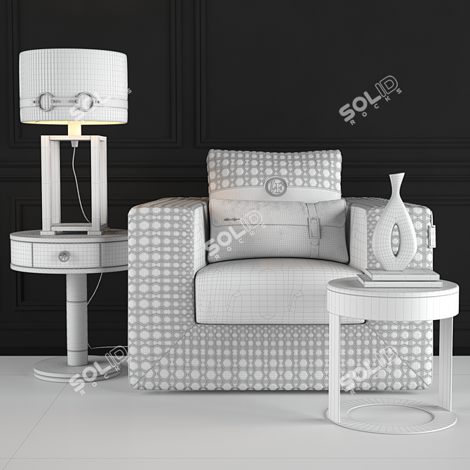 Elegant Appiani Armchair Set 3D model image 3