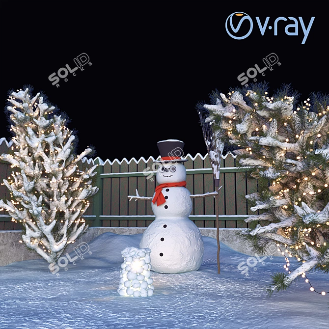 Polygonal Snowman UV Mapped 3D model image 1