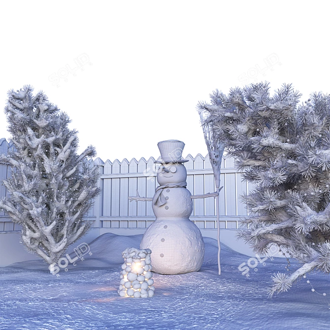Polygonal Snowman UV Mapped 3D model image 2