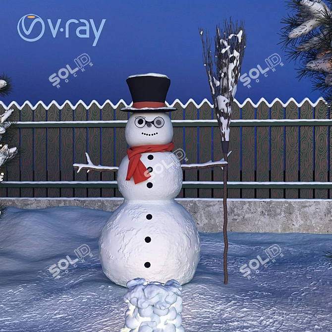 Polygonal Snowman UV Mapped 3D model image 3