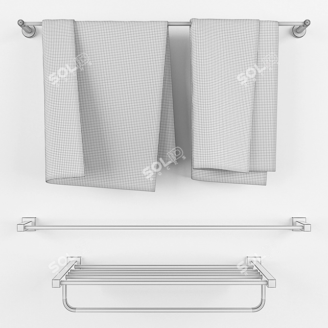 Meir Black Towel Rail Set 3D model image 2