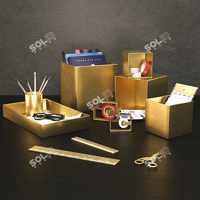 Sleek Storage Box Set 3D model image 1