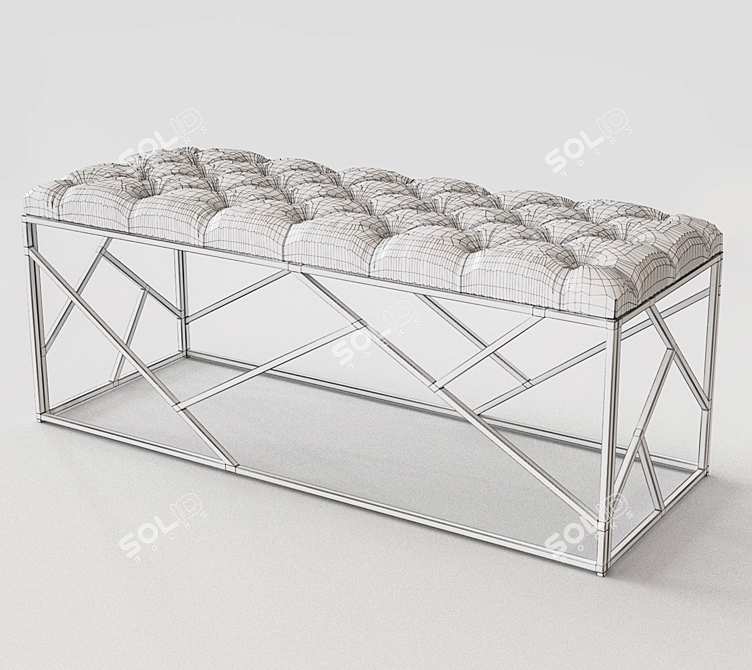 Elegance Velvet Bench 3D model image 2