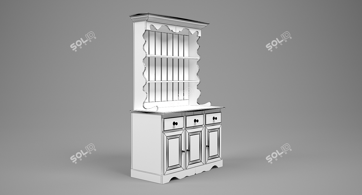 Modern Grey & Beige Kitchen Dresser 3D model image 3