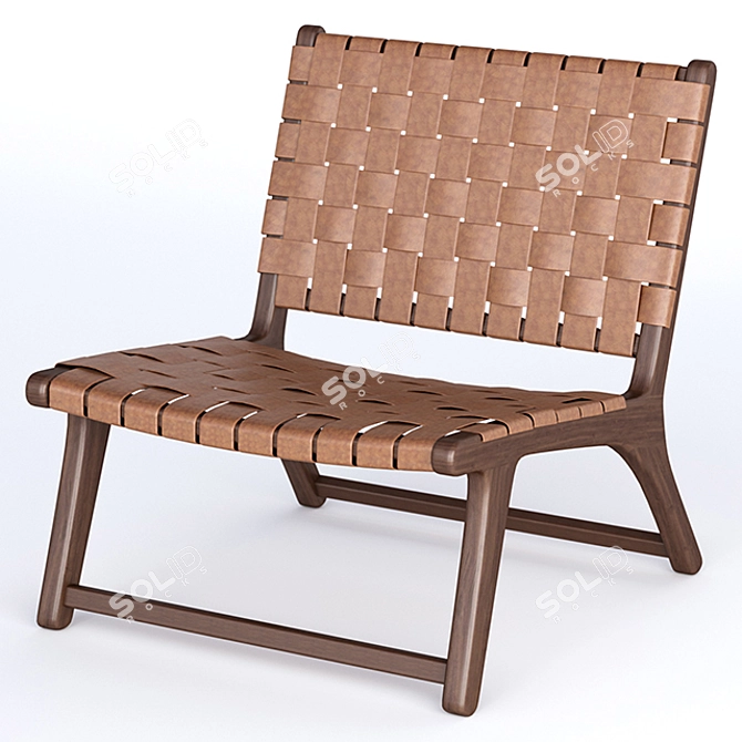 Handwoven Leather Lounge Chair 3D model image 1