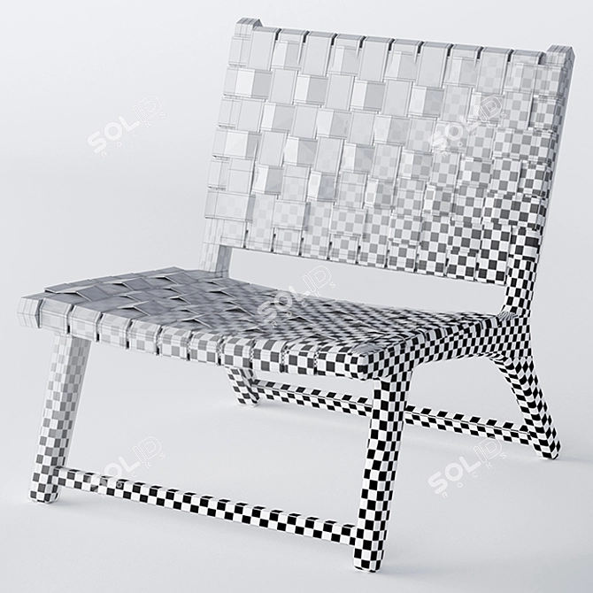 Handwoven Leather Lounge Chair 3D model image 3