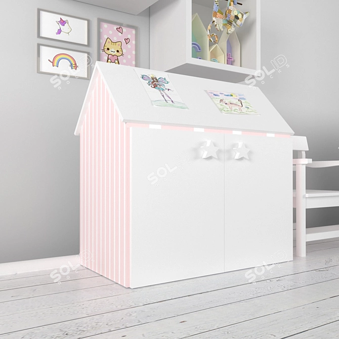 Nursery Desk Set: Stool, Table, Toys 3D model image 2