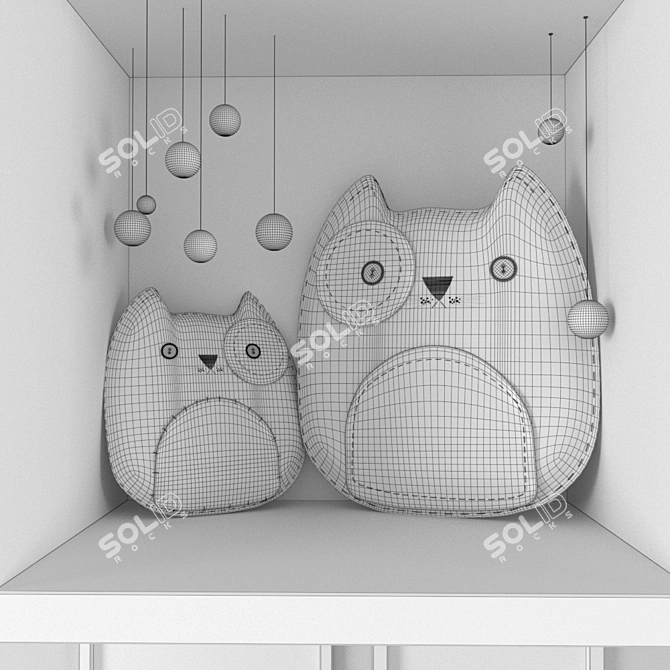 Nursery Desk Set: Stool, Table, Toys 3D model image 3