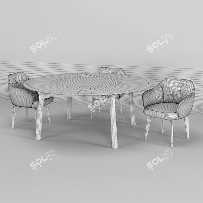 Elisa Chair and Memos Table Set 3D model image 3