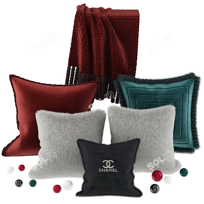 Luxury Fur Pillows by CHANEL 3D model image 1