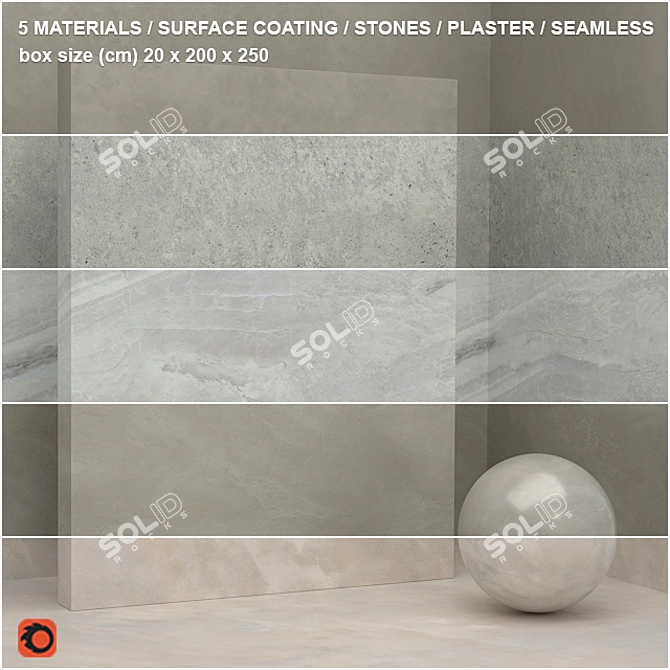 Seamless Stone & Plaster Materials Set 3D model image 1