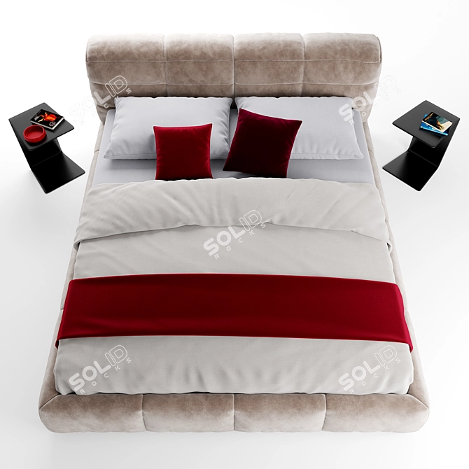 Luxurious Dunn Bed Set 3D model image 2