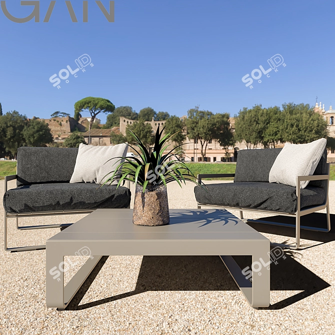 Gandia Blasco Modular Flat Armchair Set: Stylish and Versatile Seating Solution 3D model image 2