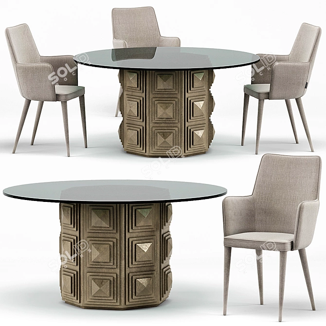 Glamour Dining Set: Holen Chair & Gwyneth Table 3D model image 1