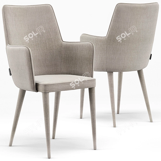 Glamour Dining Set: Holen Chair & Gwyneth Table 3D model image 2