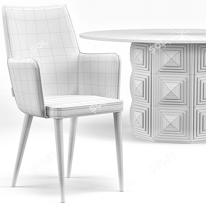 Glamour Dining Set: Holen Chair & Gwyneth Table 3D model image 3