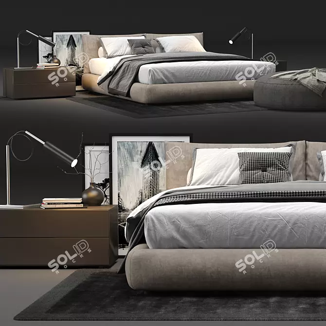 Luxurious Poliform Dream Bed Set 3D model image 2