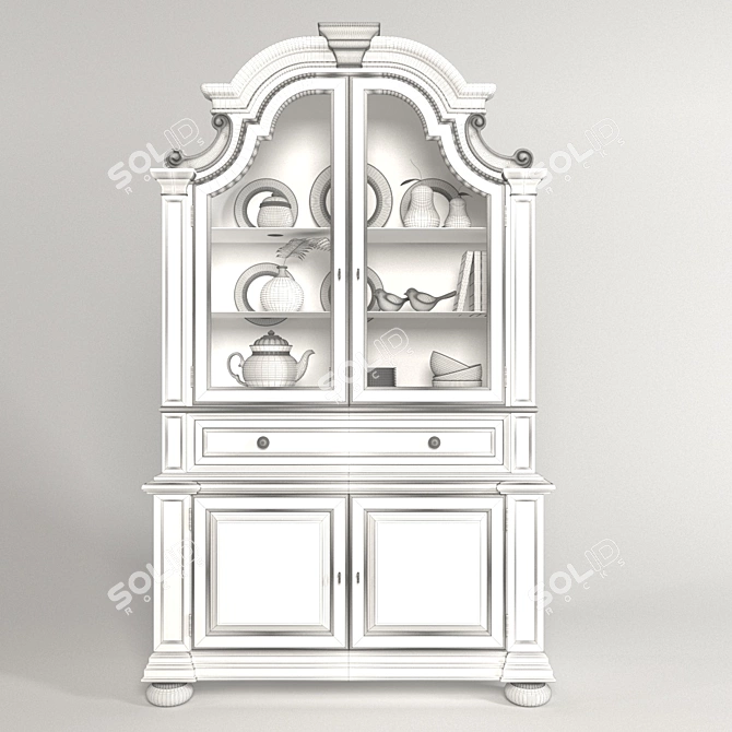 Sanctuary Solid Wood Cabinet - Elegant and Spacious 3D model image 3