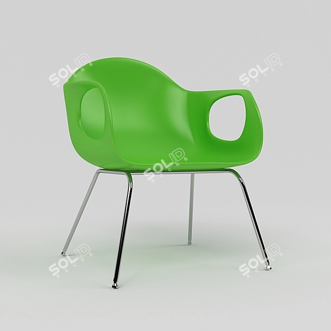 Sleek Metallic Leg Modern Chair 3D model image 1