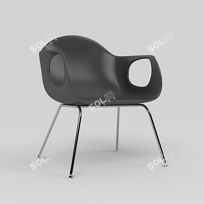 Sleek Metallic Leg Modern Chair 3D model image 2